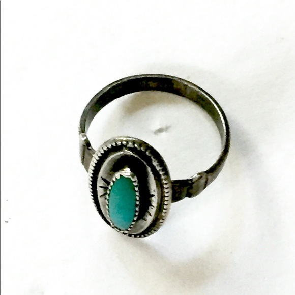 Turquoise sterling silver ring vintage - Picture 2 of 4